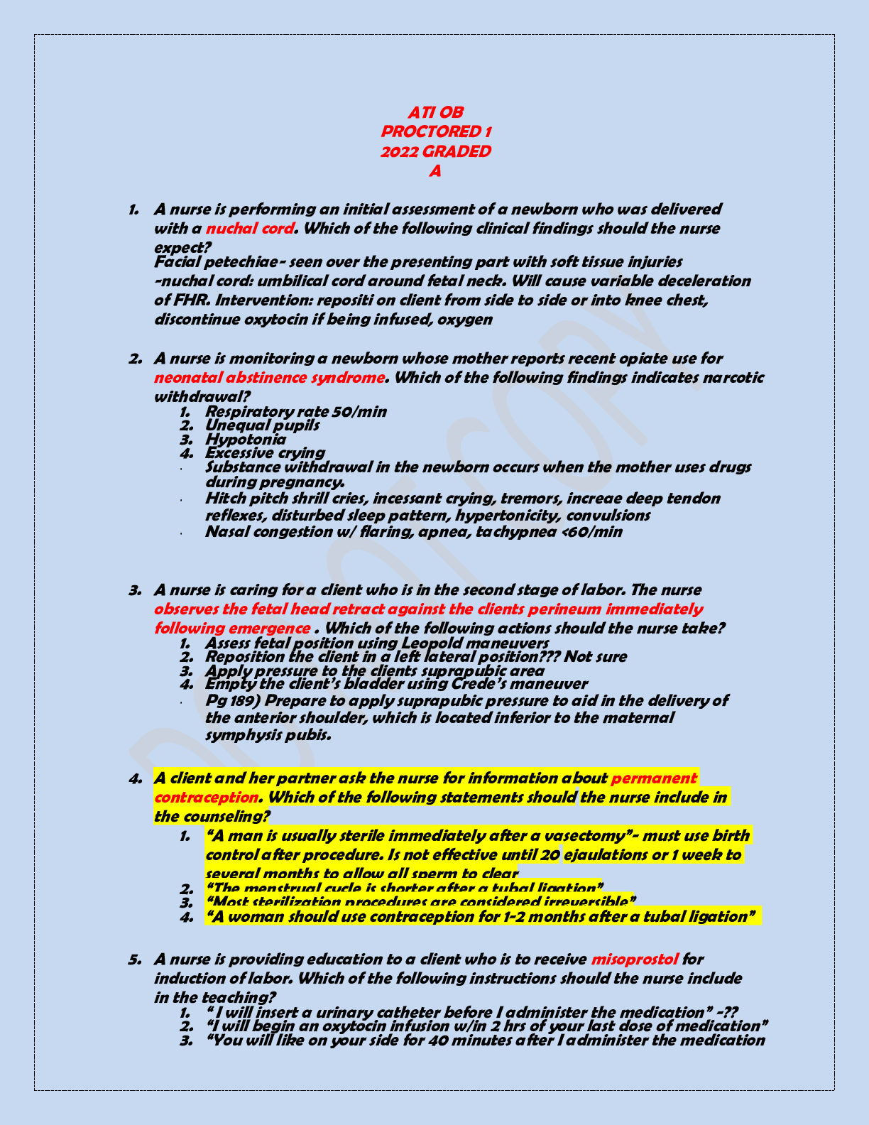 Preview image for ATI OB PROCTORED 1 2022 GRADED A